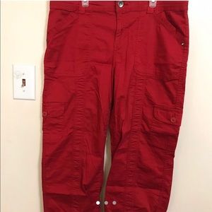 Red cargo pants